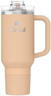Cirkul 40oz. Apricot Stainless Steel Tumbler with Handle, All-Day StrawSip, Double-Wall Insulated