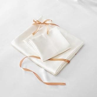 BEDELITE Satin Sheets Twin XL Size Bed Set, Luxury Soft Ivory White Silky Sheets for Hair and Skin, Similar to Silk Bed Sheets Set 3 Pieces （1 Deep Pocket Fitted Sheet, 1 Flat Sheet, and 1 Pillowcase）