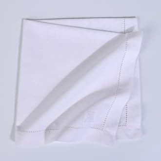 FINGERCRAFT Hemstitched Cotton Table Napkins – Set of 12, 20x20 Inch, 100% Cotton Cloth Napkins with Faggoting Stitching – Durable & Elegant for Parties, Hotels, Everyday Use (White Slub)