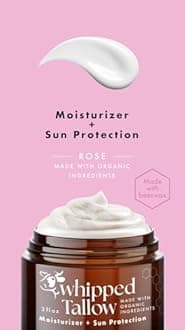 Handmade Whipped Tallow Balm Moisturizer Cream - Made with 100% Grass-Fed Beef Tallow & Organic Face + Body Skin Care, 100% Natural Lotion (Organic Rose)