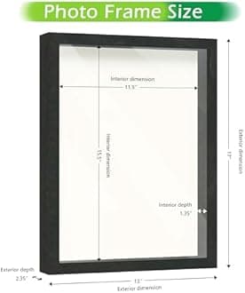 FrameWorks 12" x 16" Driftwood Shadow Box Frame - Soft Felt Backing, Tempered Glass and Includes Elegant White Ball Push Pins