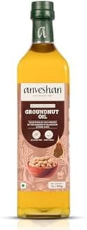 Anveshan Wood Pressed Groundnut Peanuts Oil 1L | Glass Bottle | Kolhu/Kacchi Ghani/Chekku | Peanut Oil | Natural | Chemical-Free | Cold Pressed Groundnut Oil for Cooking