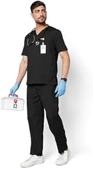 KNYA Active Men's 5-Pocket New Gen Scrubsuit V Neck Flexibile & Comfortable Top & Bottom Easily Accessible Pockets Uniform for Doctors