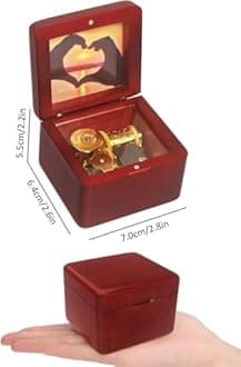 Sinzyo Natural Wooden Music Box with Customizable Photos Wind Up Musical Box Gifts for Christmas,Birthday and Valentine's Day (Simple Wine Red, Tone:Jingle Bells)