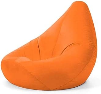 Bean Bag BazaarHigh Back Recliner Chair, Orange, 87cm x 65cm, Large Living Room Gaming Bean Bags, Water Resistant Outdoor Lounger Beanbag