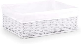 Woodluv Storage Baskets Woven Wicker, Storage Basket for shelves, Baskets to make hampers, Storage Box, Storage Organiser, White, Large