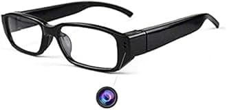 TECHNOVIEW Wired HD Glasses Indoor Outddor Security Camera with Inbuilt 32GB Memory Card, Audio Video Recording - Specs Camera Recorder - Black