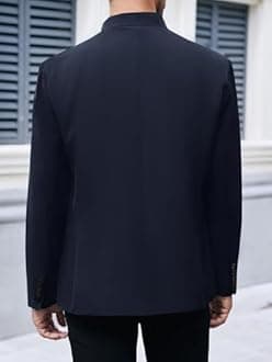 Mens Casual Suit Blazer Jackets Stand Mandarin Collar Lightweight Lined Sport Coats Business Coats