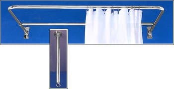 D-shaped Shower Rod Set w/ Ceiling Brace - Polished Chrome