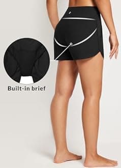 baleaf Swim Shorts Womens Tummy Control High Waisted Swimming Board Shorts with Pockets Liner Quick Dry UPF 50+