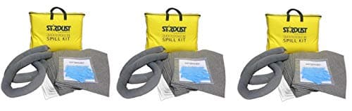Stardust Spill Products D715 Quick Response II Spill Kit Includes Yellow Duffle, 15 Universal Sorbent Pads, 2 Universal Sorbent Socks 3"x4', 4 Disposal Bags, Nitrile Gloves (Pack of 3)