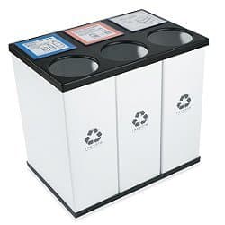 RecycleBoxBin Triple Recycling Bin - Large Capacity (25 gal. per Bin), All Plastic, Light-Weight, with Changeable Label System