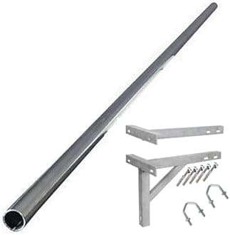 10' ft feet / foot 3m STEEL mast 1.5" aerial mounting mast pole and 12" Galvanized T&K wall bracket fixing KIT