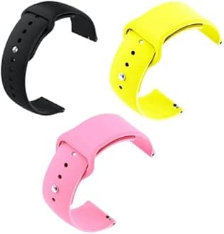 Soft Silicone Strap Replacement Band for Apple || Realme || Boat || Noise || Fireboltt || Amazfit || Samsung || Oneplus Smart Watch Straps (Black/Yellow/Pink, 23MM)