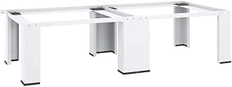 vidaXL Steel Washing and Drying Machine Pedestal with Non-Slip Pads and Rubberised Feet - White