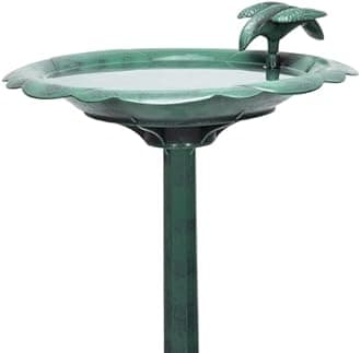Alpine Corporation 31" Tall Outdoor Antique Flower Birdbath with Bird Decoration Yard Statue