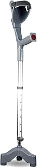 Astra Max Elbow Crutch with Tripod Base, Fixed Handle, Lightweight and Adjustable Height Walking Aid for Men and Women, Anti-Slip 3 Leg Base for Stability (1 Piece, Grey)