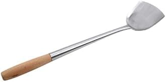 AuraHome VG Chinese Authentic Wok Accessories Ladle & Turner Set with Wooden Handles 304 Grade Stainless Steel Spatula Long Handle Kitchen Cooking Tool (46cm 45cm Turner), (VG-WOK TOOLS)