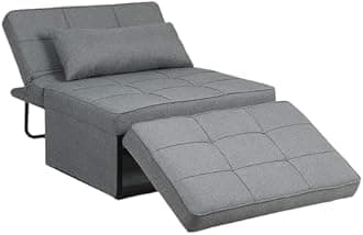 Saemoza Sofa Bed, 4 in 1 Multi Function Folding Ottoman Sleeper Bed, Modern Convertible Chair Adjustable Backrest Sleeper Couch Bed for Living Room/Small Apartment, Light Gary