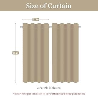 Loom and Mill Luxury Jacquard Curtains for Bedroom Living Room, Pearly Beige Floral Damask Curtains 2 Panels with Tiebacks, Elegant Window Curtain for Banquet Party Decor(52”Wx96”L, 2 Panels)
