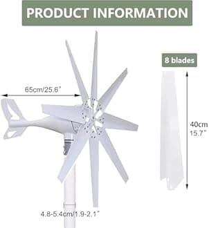 12000W Wind Power Turbine Generator, 8-Blade Windmill Power Generator with Controller, Wind Generator for Home Use,10000W-24V