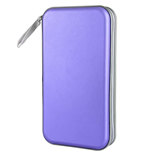 CD Case, Siveit DVD Case Holder 96 Capacity Hard Plastic CD DVD Disc Cases Storage Binder Wallet for Car Home Office Travel (Lavender)