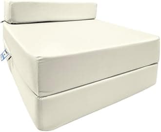 iSTYLE MODE BETTER HOME CHOICE Fold Out Single Z Bed Futon Sofa Chair | Comfortable Fold Out Sofa Mattress | Ergonomically Designed for Guests | Lightweight & Stylish (Cream)