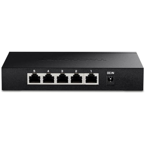 TRENDnet 5-Port Unmanaged 2.5G Switch, 5 x 2.5GBASE-T Ports, 25Gbps Switching Capacity, Backwards Compatible with 10-100-1000Mbps Devices, Fanless, Wall Mountable, Black, (TEG-S350)