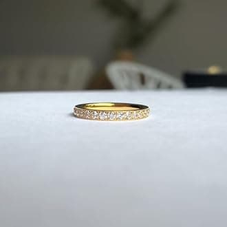 JINEAR 3mm Wedding Bands for Women Eternity Ring 18K Gold Plated Cubic Zirconia Engagement Rings Stackable Anniversary Promise Statement Ring Gift for Her Size 5 to 10