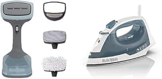 BLACK+DECKER Advanced Handheld Steamer, Gray/Blue + BLACK+DECKER IR40V Textile Iron