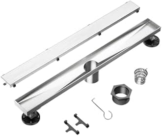 Neodrain 36-Inch Linear Shower Drain- with 2-in-1 Flat & Tile Insert Cover, Brushed 304 Stainless Steel Rectangle Shower Floor Drain, Floor Shower Drain with Adjustable Leveling Feet, Hair Strainer