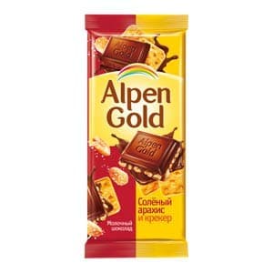 [2 PACK] Milky Chocolate salted peanuts + cracker Alpen Gold Imported Russian Sweets Candy Food Grocery Gourmet Bars