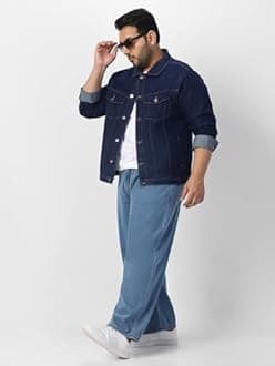 Urbano Plus Men's Regular Fit Washed Full Sleeve Denim Jacket