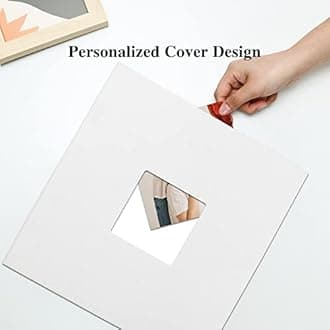 Self Adhesive Photo Album Magnetic Scrapbook Album 40 Magnetic Double Sided Pages Fabric Hardcover DIY Photo Album Length 11 x Width 10.6 (Inches) with A Metallic Pen (White)