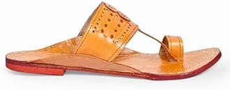 Men's Kolhapuri Chappal/Slipper/Sandal/Handcrafted 100% Genuin Leather (Kapshi Shape) Brown