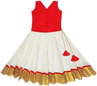 Silstory Onam Traditional Kerala Set Kasavu dress for Baby Girl's, Kids, Girls and Teens - Pattu Pavada Silk & Traditional Classic Lehenga Choli 0-14 years