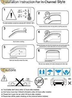 CARIZO® Side Window Chrome Line Wind Deflector Visor | Door Visor | Vent Visor | Sun Visor | Rain Guard | Pack of 4 | Compatible with Maruti Suzuki Baleno (2022)