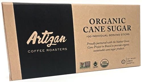 Organic Cane Sugar - 100 Individual Serving Sticks / Packets (100) - USDA /FAIRTRADE/NONGMO/U Parve/Kosher Certified