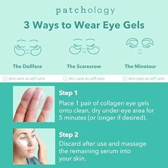 Patchology Under Eye Gel Patches – Natural Eye Masks for Puffy Eyes, Dark Circles & Eye Bags, Soothing Skincare Treatment for All Skin Types, Beauty & Personal Care Essentials (5 Pairs)