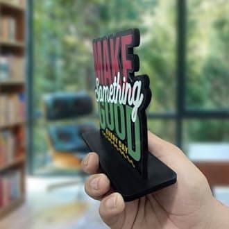 Artvibes Wooden Idols and Figurine Make Something Good Every Day Positive Quotes Table Decoration for Office Desk | Home Decor | Living Room | Modern Art Wood Alphabet Showpiece Gift Item (Sp_1132N)