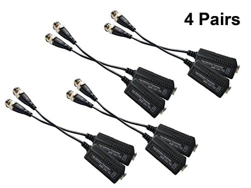 Upgraded 4 Pairs (8PCS) 1080P Split Joint Mini CCTV BNC HD-CVI/TVI/AHD Passive Video Balun Transceiver,Male BNC to UTP CAT5/5e/6/6e Cable