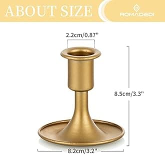 Romadedi Candlestick Holders Taper Candle Holders, Gold Candle Stick Candle Holder for Table Centerpiece, Wedding Reception, Festive Christmas Mantel Decoration or Home Decor, Set of 12