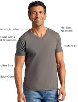 True Classic Mens V Neck T Shirts – Cotton V Neck Shirts for Men, V-Neck Mens T-Shirts and Undershirts for Men Pack/Singles
