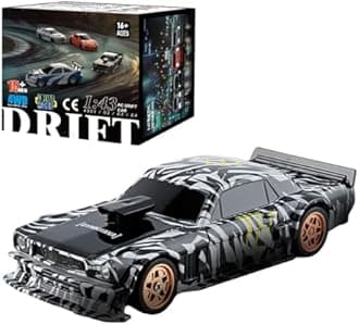 RC Drift Car, 1/43 Full Proportional RC Electric Mini Racing Drift Car Model with Lights Kit, RC Model Cars Gifts for Adults (RTR Version) (Gyroscope RTR Version, Black and White)