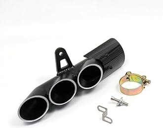 AUTO-UAE - Aluminum alloy Exhaust Tip Muffler Carbon Fiber Pipe Motorcycle For cf moto 500 FZ6 TMAX 500 ninja 400 300 250 R25 hornet 600 (C With logo)