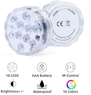 AquaMiracle Submersible LED Lights with Remote Shower Lights Waterproof Battery Operated, Multi Color Changing Hot Tub Lights for Pool, Pond, Aquarium, Bath, Party, Aquarium, Vase Decoration (2-Pack)