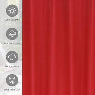 Polyester 300GSM Fabric Waterproof Rain & Sun Blockage Curtains(Red 4.5 X 11.5 Feet,Piece of 1) with Top Style Loop Used for Door,Balcony,Outdoor & Indoor Area