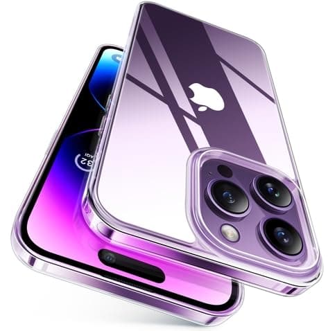 TORRAS Diamond Clear for iPhone 14 Pro Max Case, Anti-Yellowing, 12FTMil-Grade Drop Protection, Shockproof Slim Protective Hard Back Soft Bumper with Airbag for iPhone 14 ProMax Case, Crystal Clear