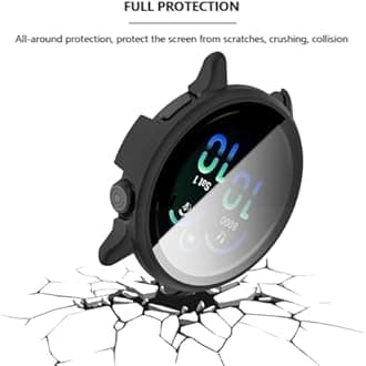 [2-Pack] Case with Tempered Glass Screen Protector Compatible with Garmin Vivoactive 6, Bumper Full Coverage Protective Hard Dull-Polish PC Cases Face Cover for Vivoactive 6