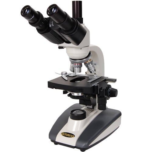 Omano OM36-T - 40x-1000x - Trinocular - Compound Student Microscope - Double Layered Mechanical Stage - Medical School Approved Specifications - Halogen Illumination